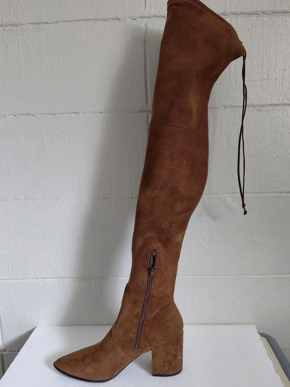 Aldo Chestnut Suede Over-the-Knee Block Heel Boots
